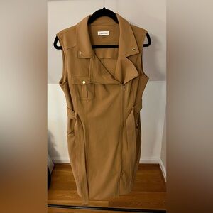 Calvin Klein Camel Sleeveless Trench Coat - Medium